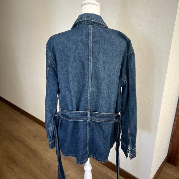 RALPH LAUREN Belted Denim Field Jean Jacket Pockets Collared Marina Wash - Picture 6 of 14